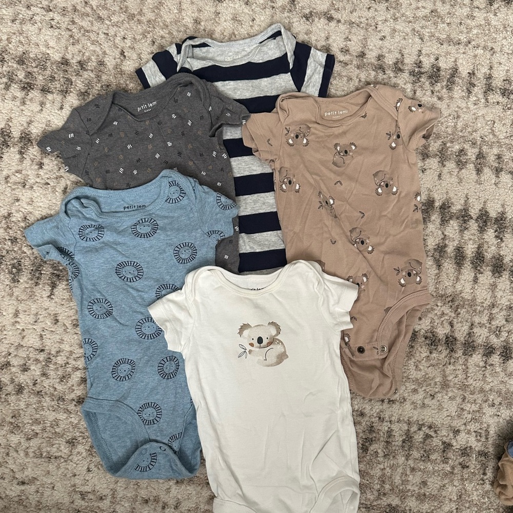 Petit Lem 6mo baby onesies bundle EUC